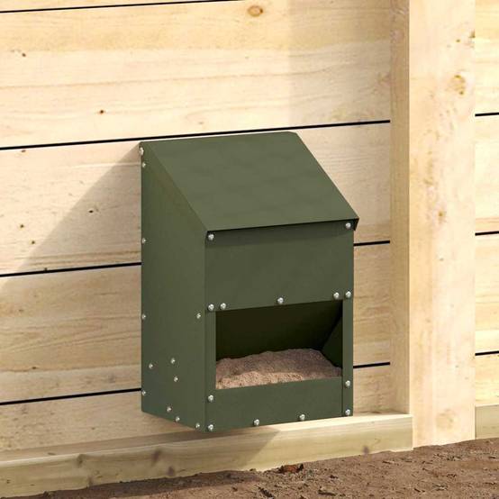Mini Distributeur Volaille Métal Étanche 3kg Olive - ComfortXL Outdoor Living - Image 1