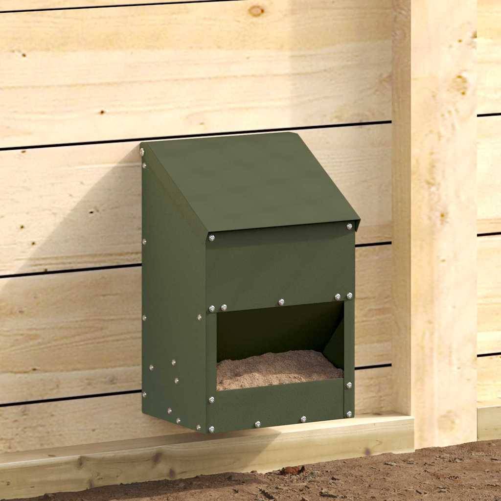 Mini Distributeur Volaille Métal Étanche 3kg Olive - ComfortXL Outdoor Living - Image 1