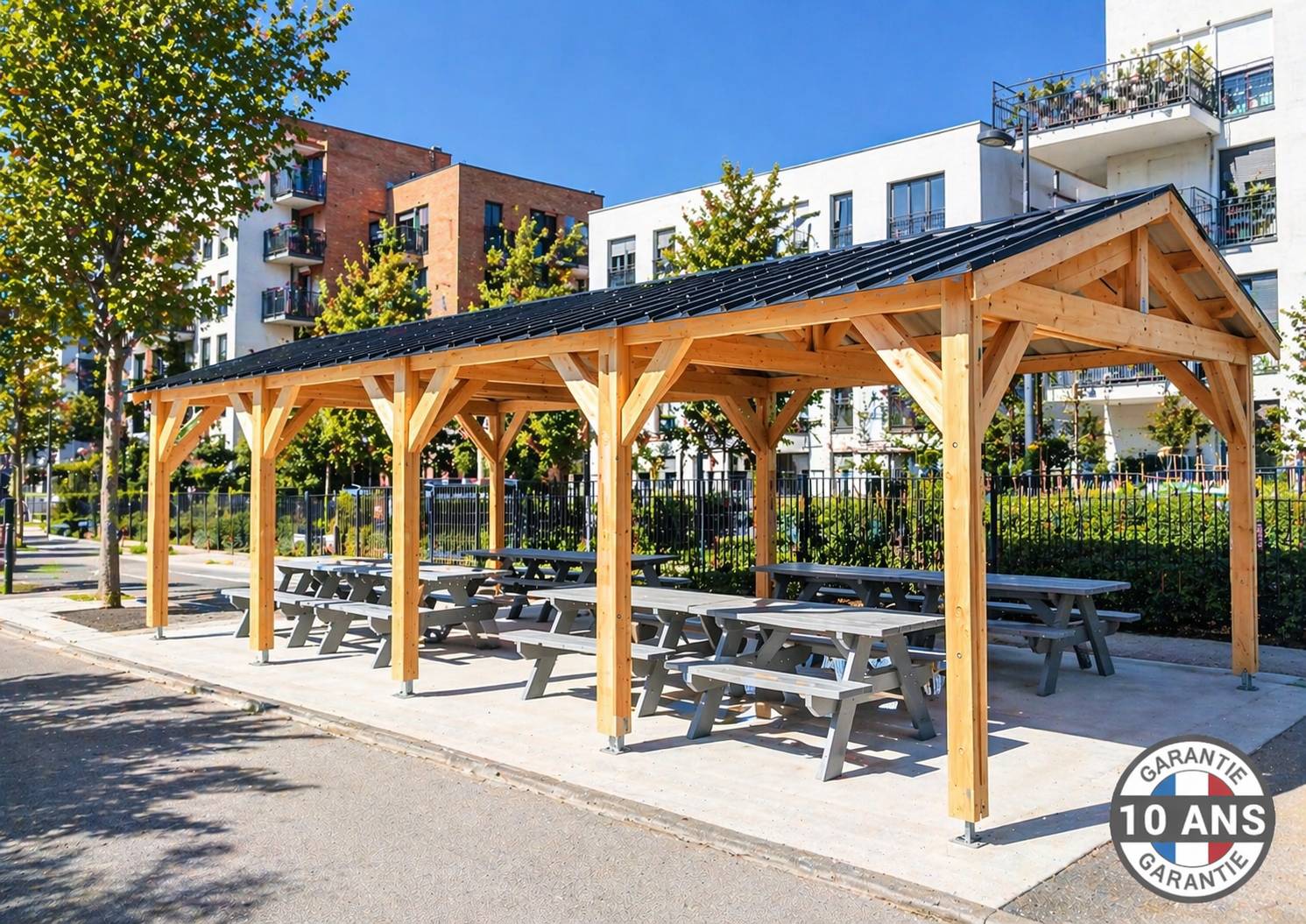 Cpbf Charpentes - Carport bois 2 pentes en bois douglas 24 m², 8 poteaux. Abri voiture extérieur. Garantie 10 ans. - Image 2