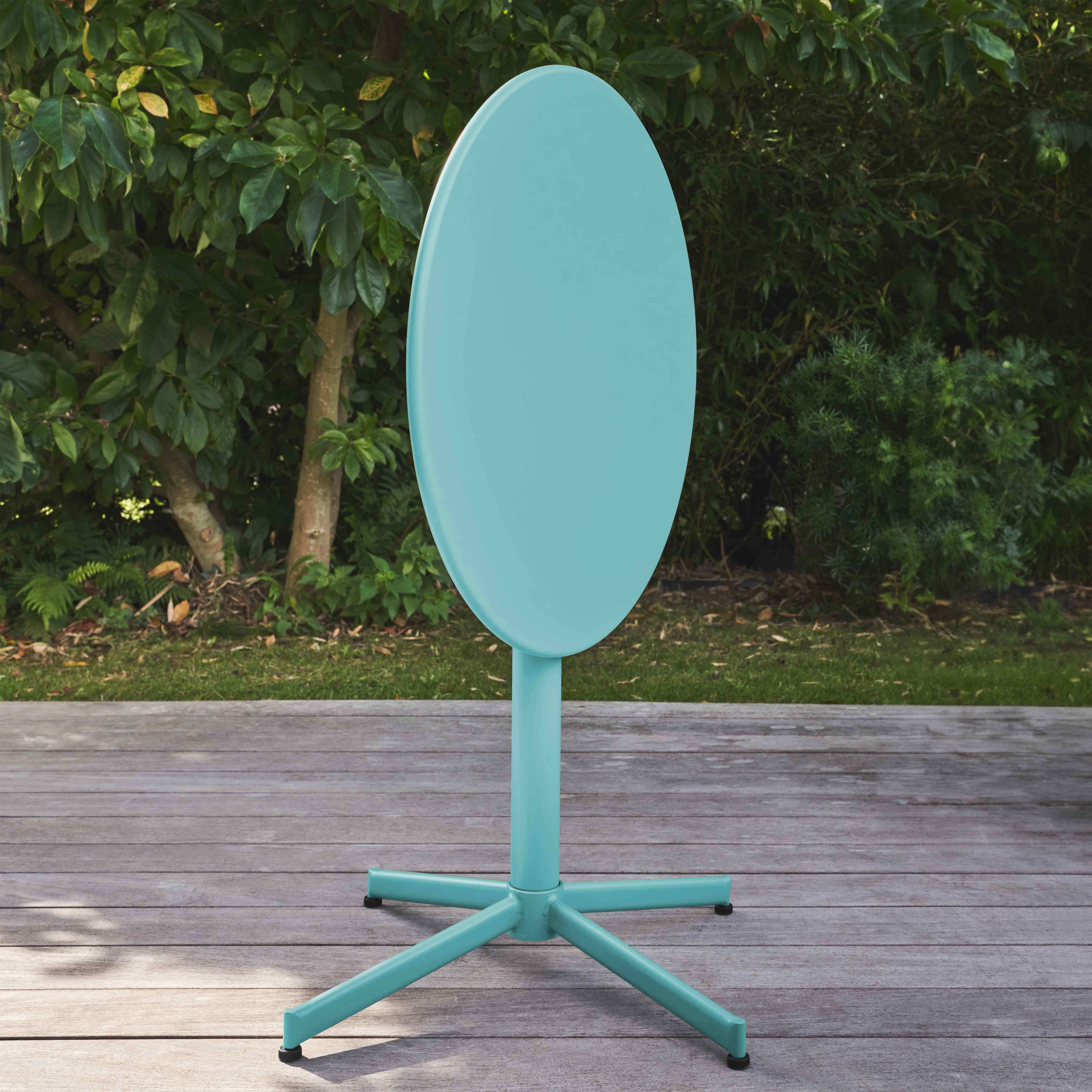 Oviala - Table de jardin ronde bistro inclinable en acier turquoise 70cm Palavas - Oviala - Image 4