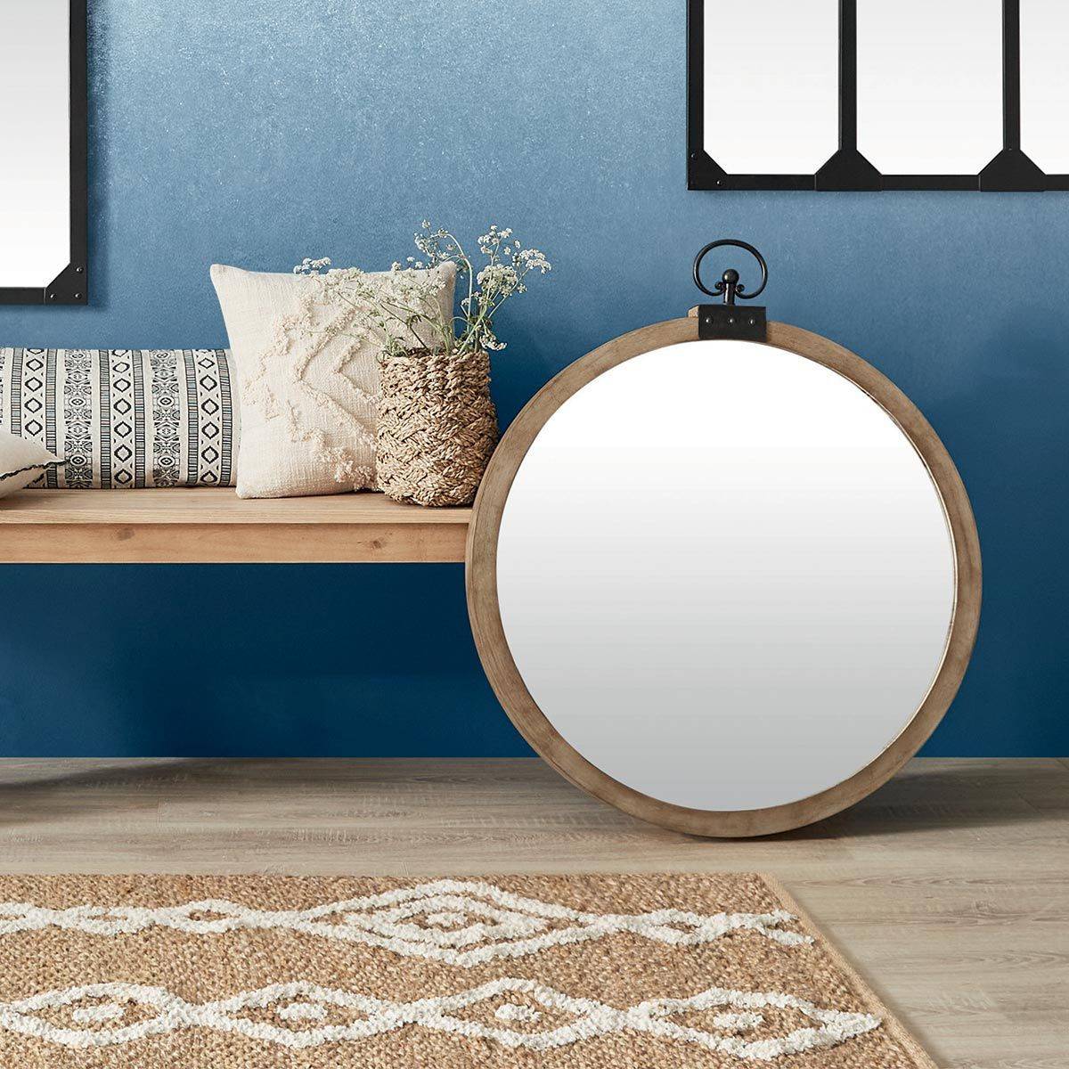 Miroir Mural Vintage "Gousset" 73cm Marron - Image 4