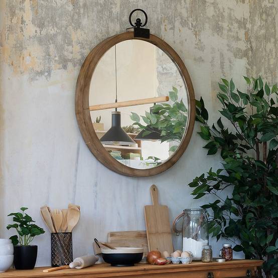 Miroir Mural Vintage "Gousset" 73cm Marron - Image 3