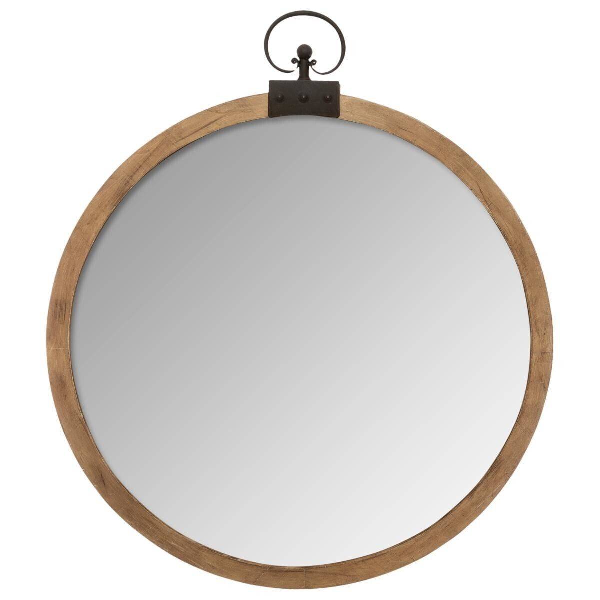 Miroir Mural Vintage "Gousset" 73cm Marron - Image 1