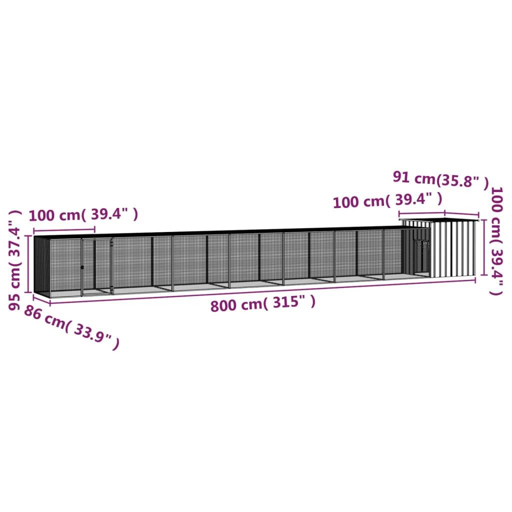 Vidaxl - Cage pour poules Gris 800x91x100 cm Acier galvanisé vidaXL 3106465 - Image 3