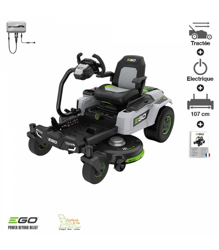 Tracteur tondeuse sur batterie avec volant EgoPower 107 cm ZT4201ES - Image 1