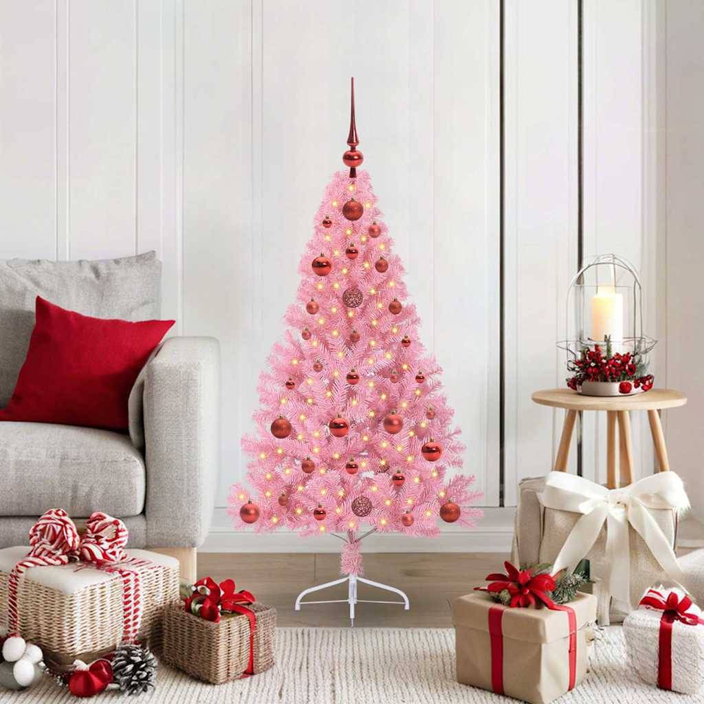 Vidaxl - Sapin de Noël artificiel pré-éclairé Rose 120 cm PVC vidaXL 3397050 - Image 1