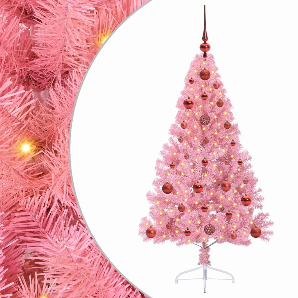 Vidaxl - Sapin de Noël artificiel pré-éclairé Rose 120 cm PVC vidaXL 3397050 - Image 2