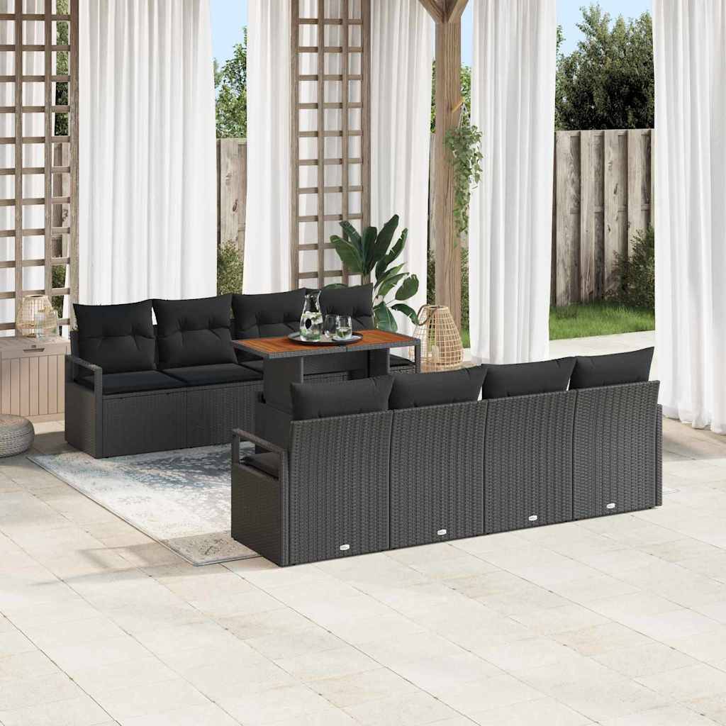ComfortXL - Canapé Extérieur 9 Pièces Noir et Marron en Polyrotin avec Coffres et Table Basse Solide – ComfortXL Outdoor Living - Image 1