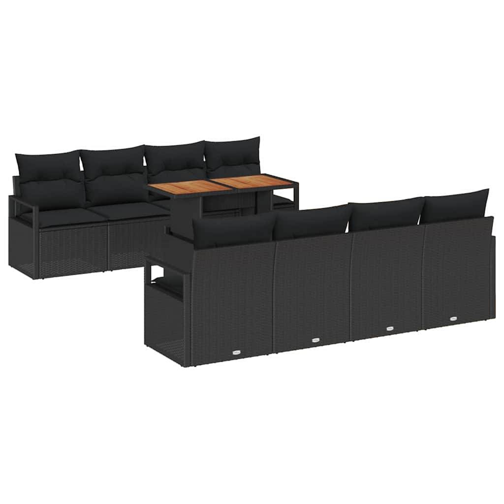 ComfortXL - Canapé Extérieur 9 Pièces Noir et Marron en Polyrotin avec Coffres et Table Basse Solide – ComfortXL Outdoor Living - Image 2