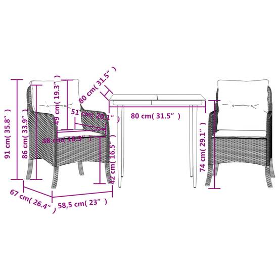 ComfortXL - Petit Salon de Jardin 2 Personnes Résine Tressée Marron pour Balcon avec Table Carrée – ComfortXL Outdoor Living - Image 7
