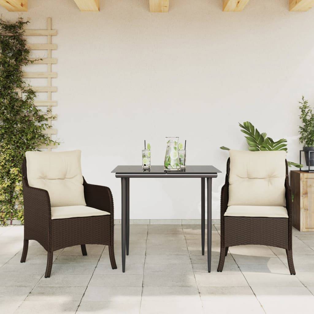 ComfortXL - Petit Salon de Jardin 2 Personnes Résine Tressée Marron pour Balcon avec Table Carrée – ComfortXL Outdoor Living - Image 1