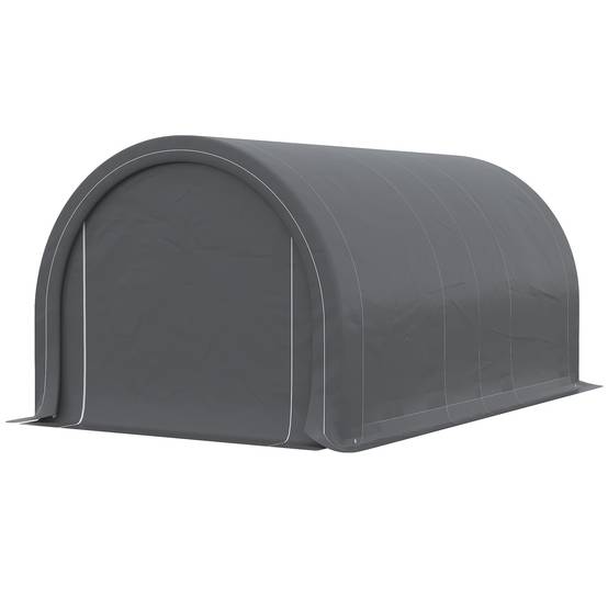 Tente garage abri voiture outils acier PE fermeture éclair 500x300 cm gris - ComfortXL Outdoor Living - Image 2