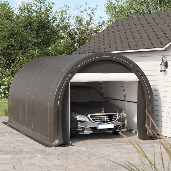 Tente garage abri voiture outils acier PE fermeture éclair 500x300 cm gris - ComfortXL Outdoor Living - Image 4