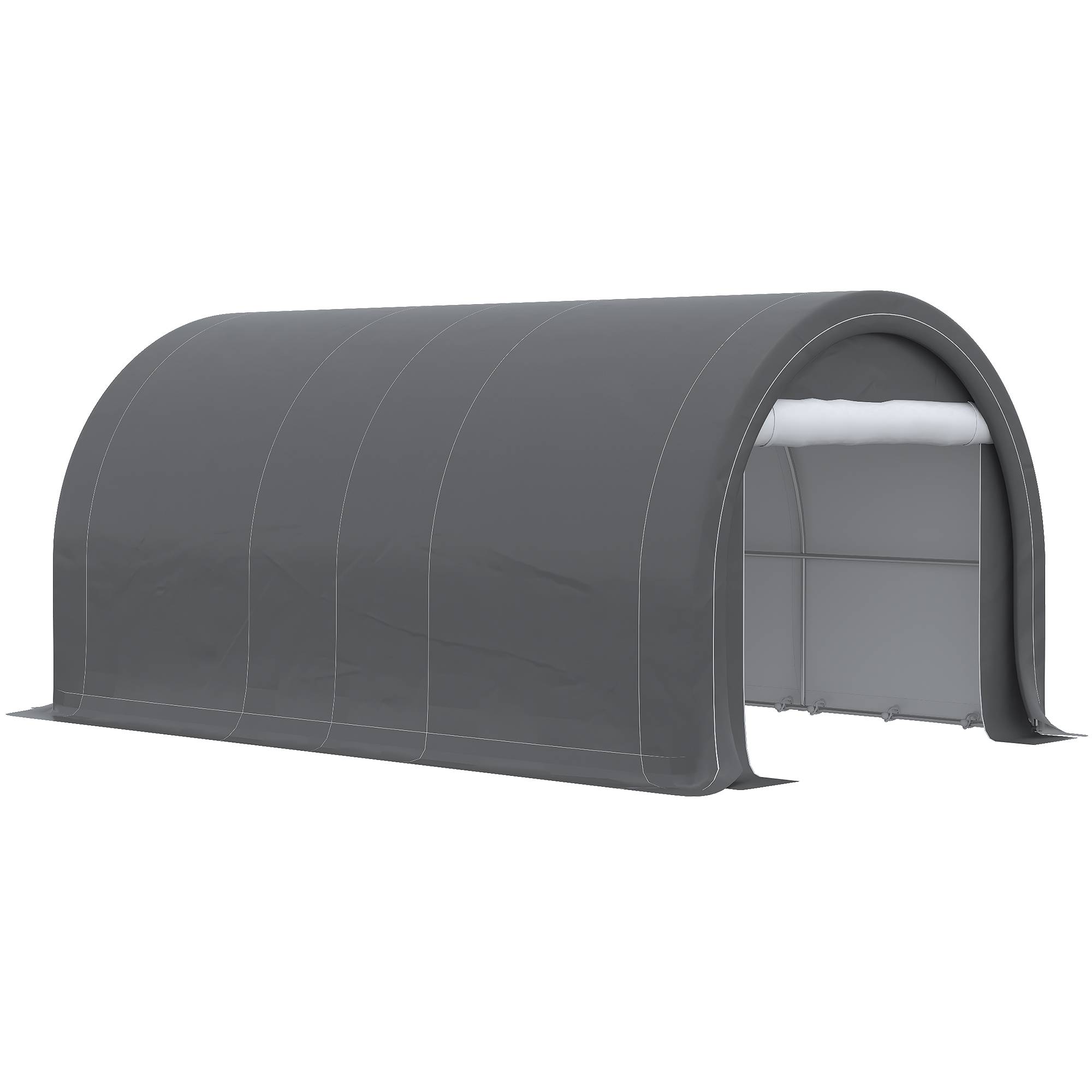 Tente garage abri voiture outils acier PE fermeture éclair 500x300 cm gris - ComfortXL Outdoor Living - Image 10