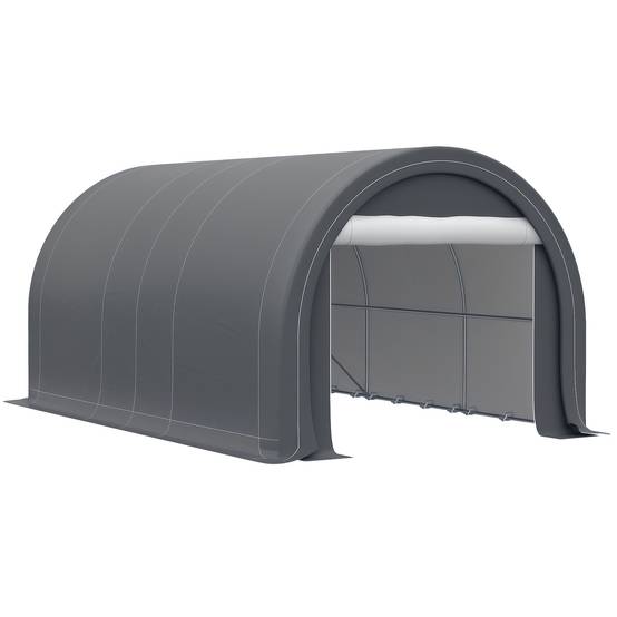 Tente garage abri voiture outils acier PE fermeture éclair 500x300 cm gris - ComfortXL Outdoor Living - Image 1