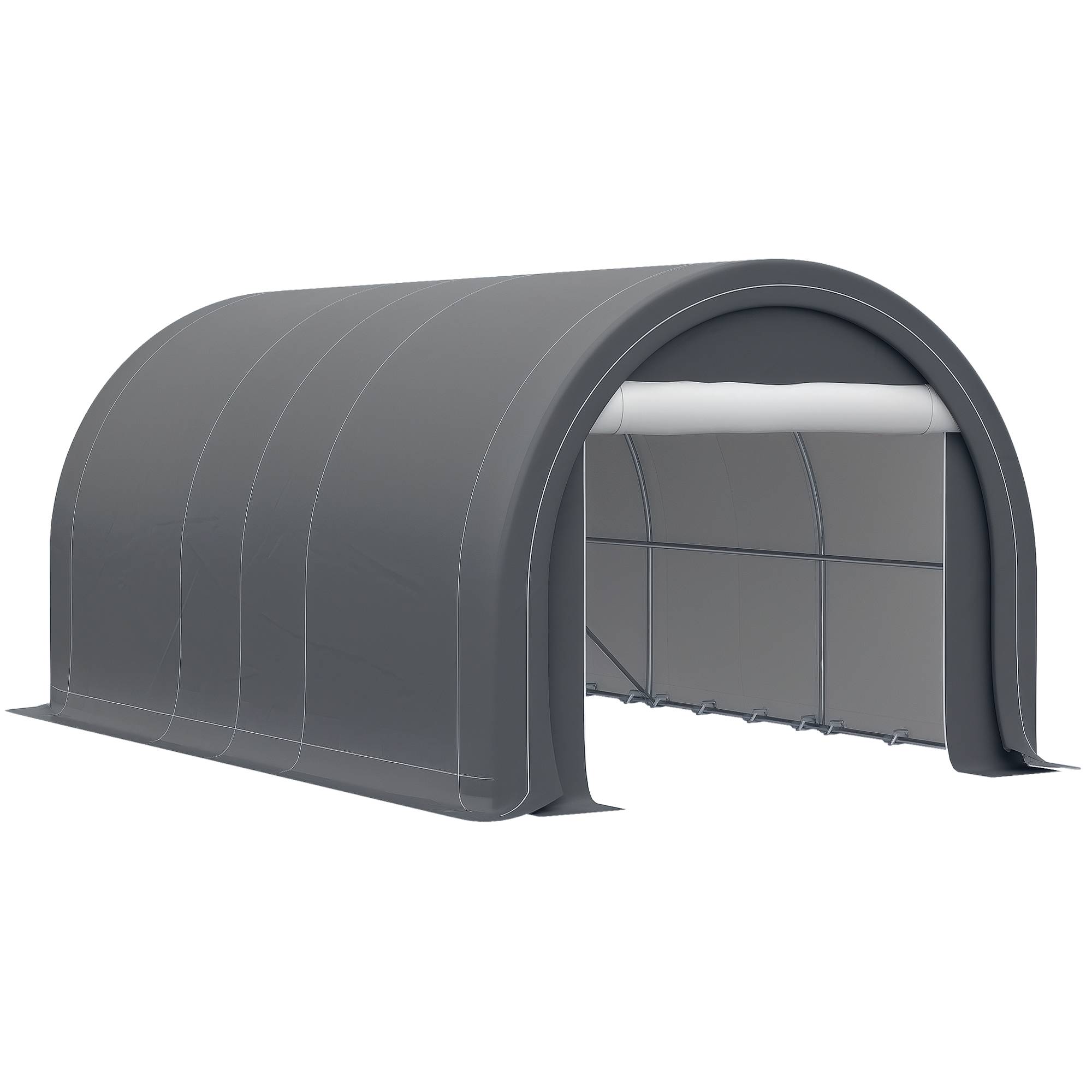 Tente garage abri voiture outils acier PE fermeture éclair 500x300 cm gris - ComfortXL Outdoor Living - Image 1
