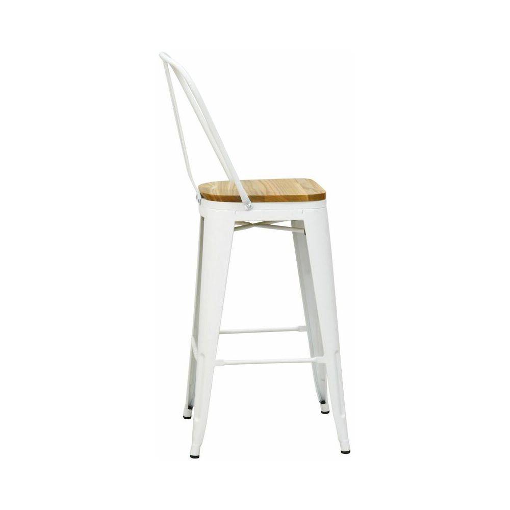 Aubry Gaspard - Tabouret industriel en métal et bois d'orme huilé (Lot de 4) - Image 3