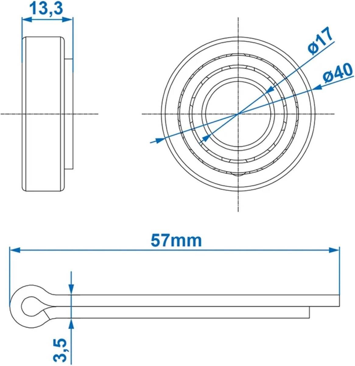 Entrepotbrico - Roulement Pro Plus Conique - 30203 - Ø 40 x Ø 17 x 13,3 mm - Image 4