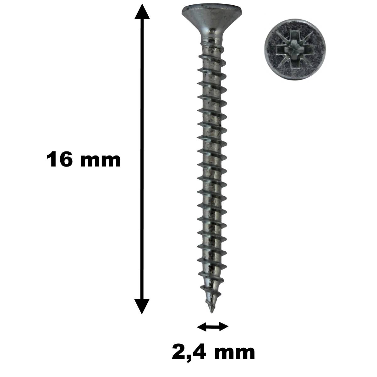 Gt Market - Lot de 100 vis à bois, TF, acier zingué, 2.4 x 16 mm - GT MARKET - Image 1