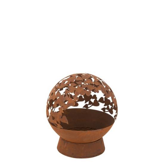 Brasero rond décoration coeur en métal marron 47x47x58 cm - J-Line