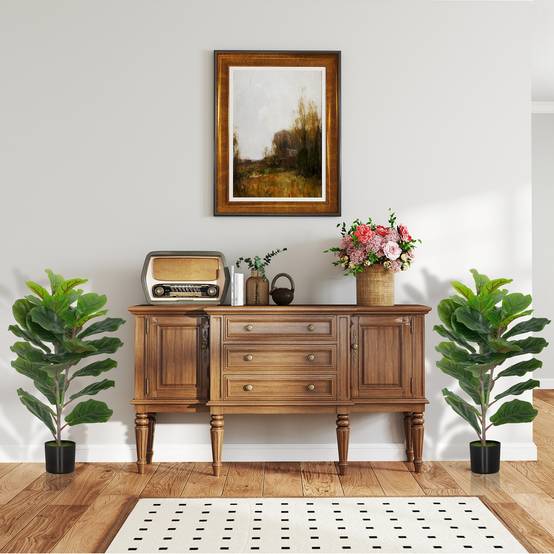 Lot de 2 plantes artificielles intérieures 80 cm figuier arbre artificiel avec pot en plastique et flocage - Image 10