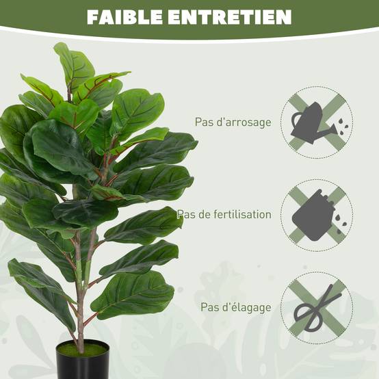 Lot de 2 plantes artificielles intérieures 80 cm figuier arbre artificiel avec pot en plastique et flocage - Image 8