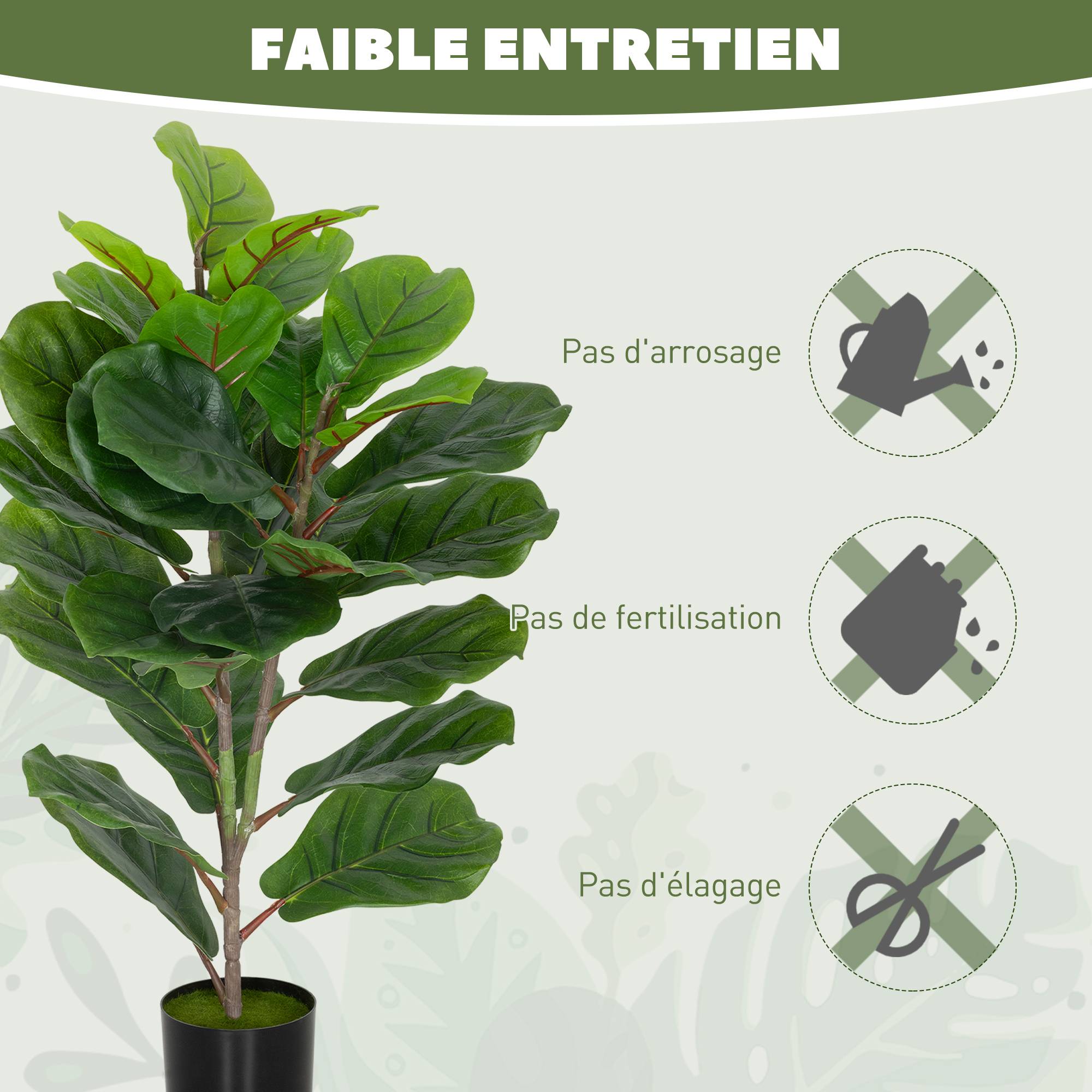 Lot de 2 plantes artificielles intérieures 80 cm figuier arbre artificiel avec pot en plastique et flocage - Image 8