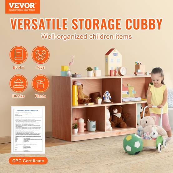 Vevor - VEVOR Meuble rangement enfants 2 niveaux, bibliothèque 5 cases, mobile. - Image 2