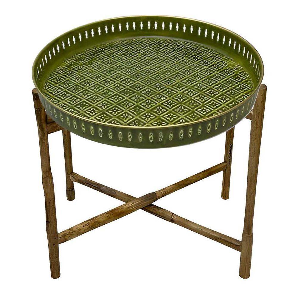 Bazardeluxe - Plateau en métal avec trépied en bambou Jali 45 cm - Image 2