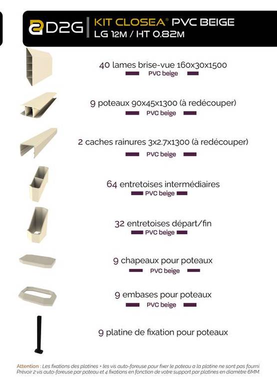 Closea - Kit cloture - Lame 16cm - PVC Beige - LG: 12m x H: 0m82 Closea - Image 4
