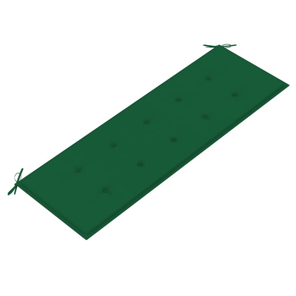 Helloshop26 - Banc de jardin meuble de patio d'extérieur terrasse avec coussin vert 150 cm bois de teck massif - Image 3