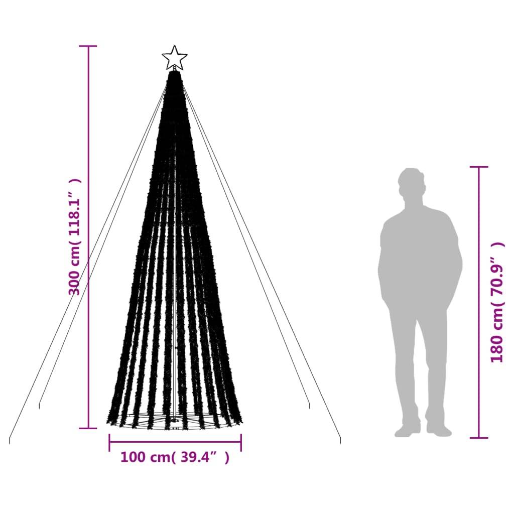 Vidaxl - Sapin de Noël à LED 688 LED blanc chaud 300 cm vidaXL 358068 - Image 3