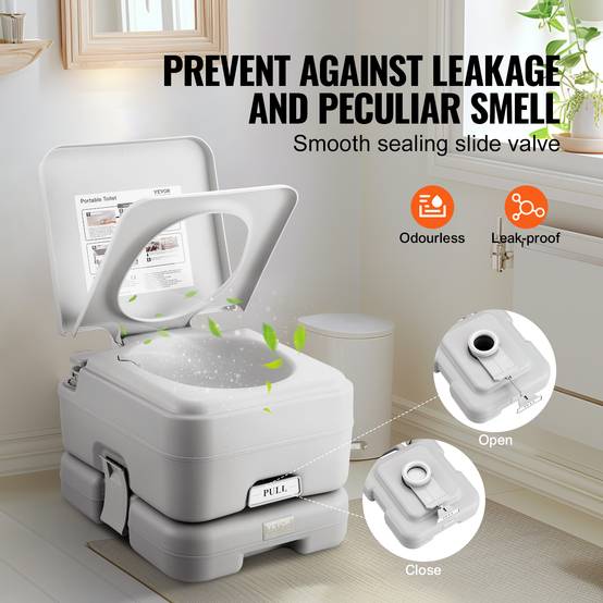 VEVOR Toilette portable chasse eau, 12 L matières, 12 L eau. Bouton-poussoir. - Image 4