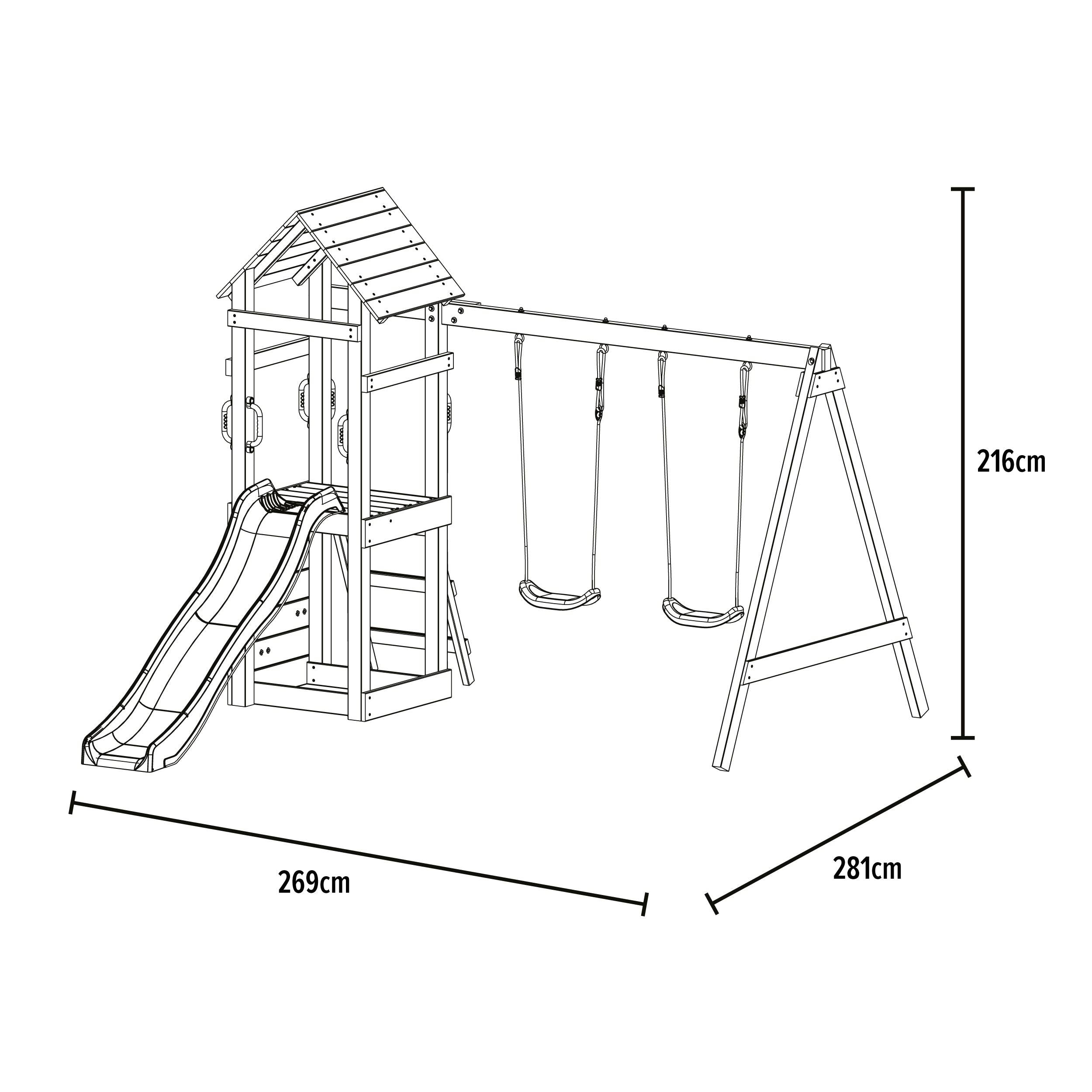 Aire de jeux GESSETTE avec toit - plateforme 87 cm - mur d’escalade - 2 balançoires & toboggan – TP TOYS - Image 4