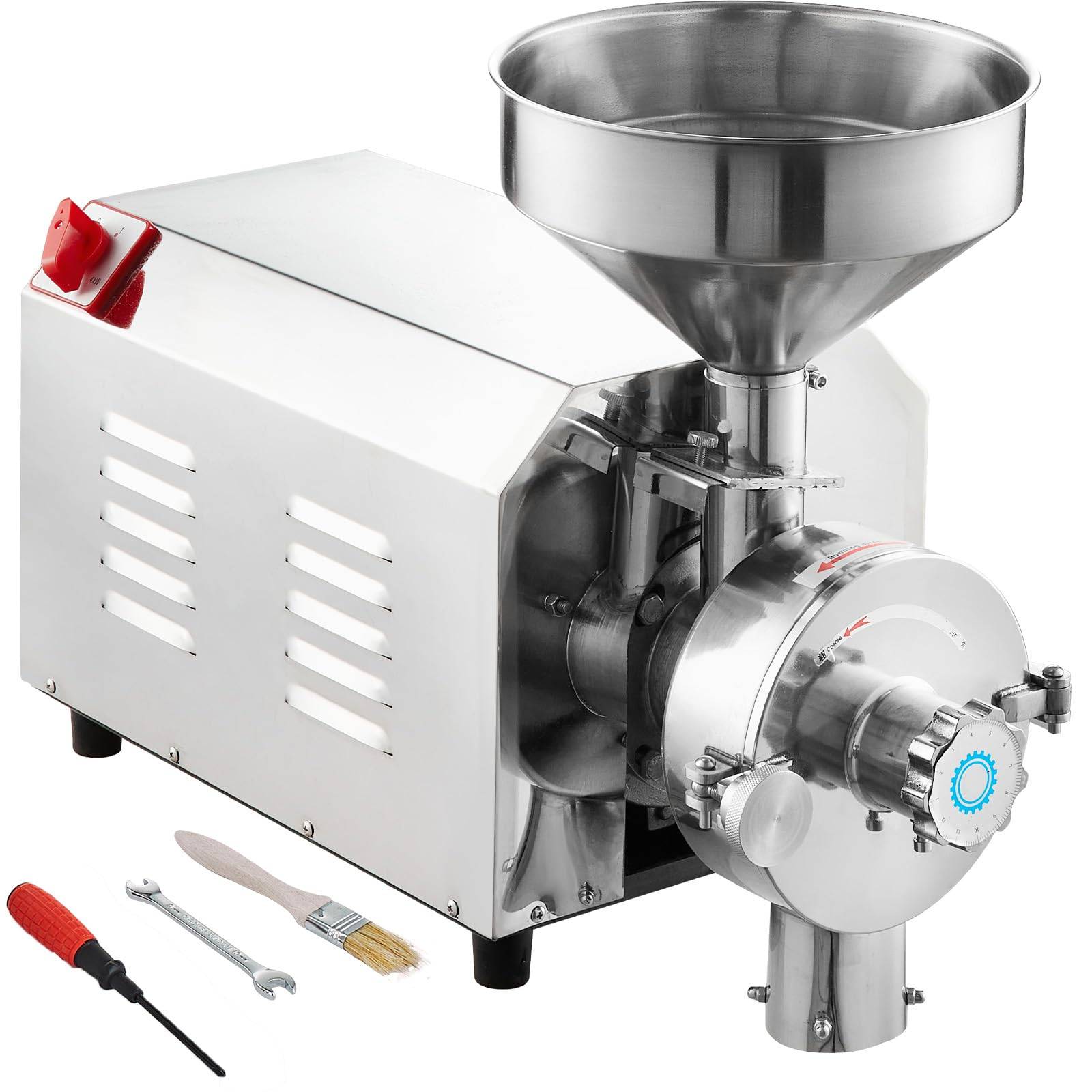 VEVOR Moulin à grains électrique soja 3000W, broyeur épices commercial 100 kg/h, inox. - Image 1