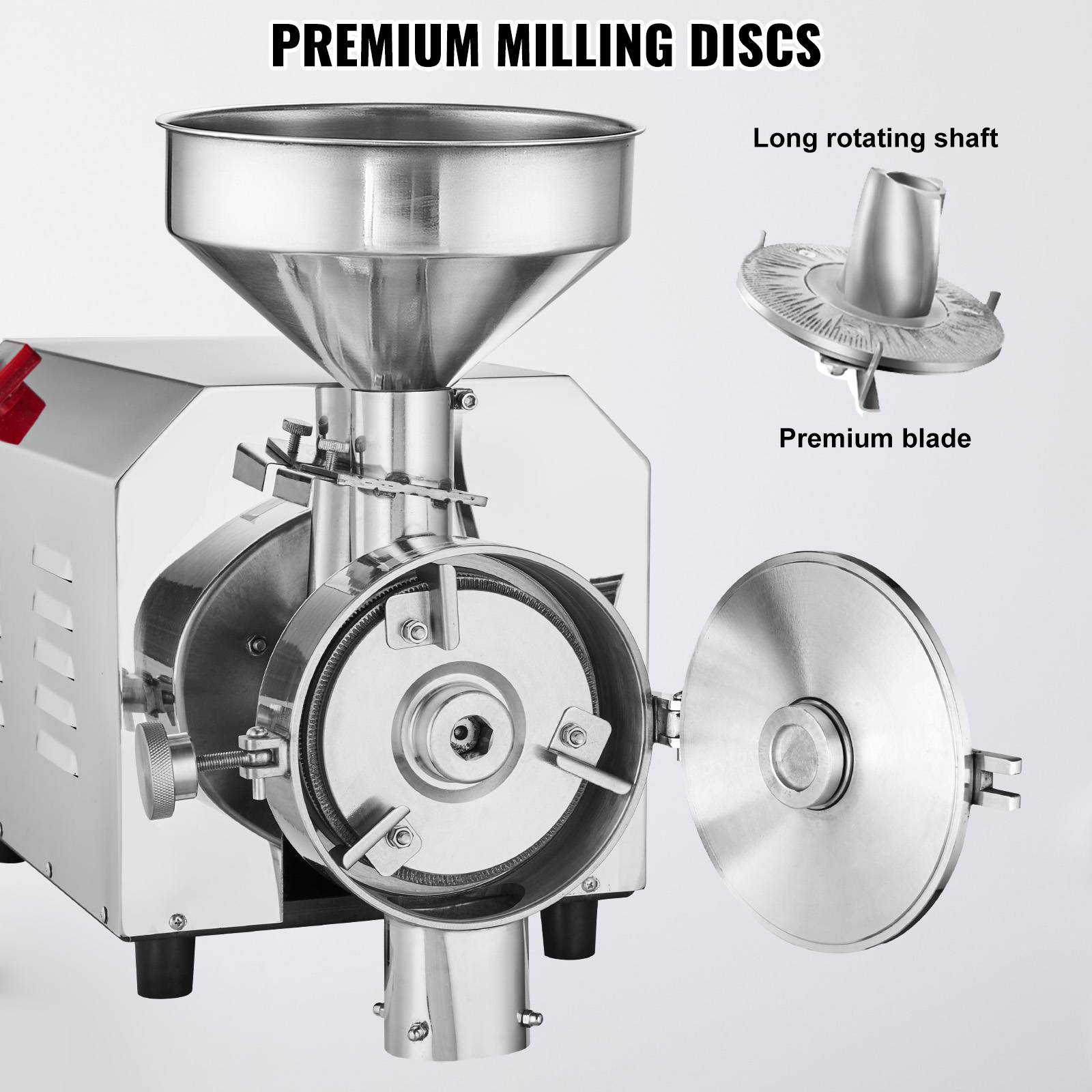 VEVOR Moulin à grains électrique soja 3000W, broyeur épices commercial 100 kg/h, inox. - Image 5