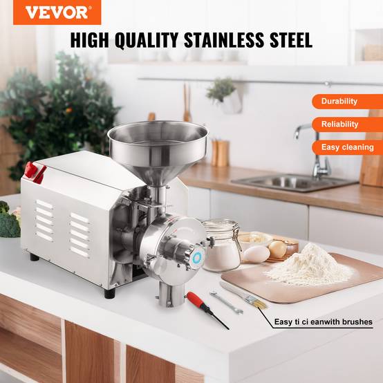 VEVOR Moulin à grains électrique soja 3000W, broyeur épices commercial 100 kg/h, inox. - Image 2