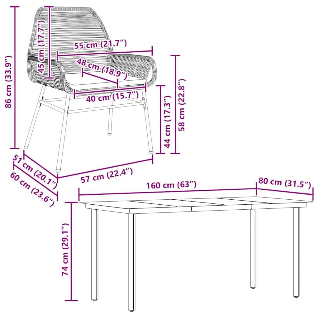 ComfortXL - Table et Chaises de Jardin 4 Personnes Poly Rotin Gris Coussins Gris Foncé Table 160cm Verre – ComfortXL Outdoor Living - Image 10