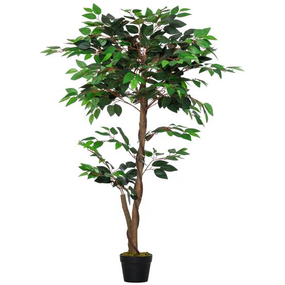 Arbre Artificiel Plante Artificiel ficus Hauteur 1,2 m Tronc Branches Liane Lichen Feuilles Grand réalisme Pot Inclus - Image 2