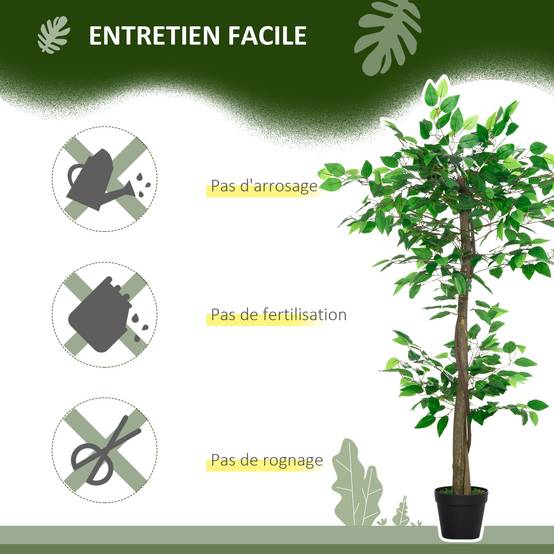 Arbre Artificiel Plante Artificiel ficus Hauteur 1,2 m Tronc Branches Liane Lichen Feuilles Grand réalisme Pot Inclus - Image 8