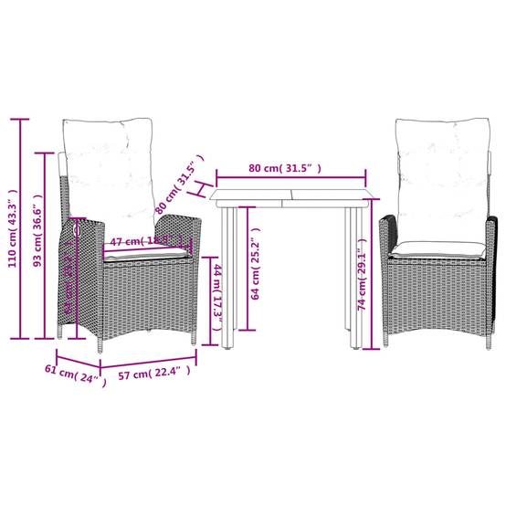 ComfortXL - Salon de jardin 2 personnes résine tressée chaises inclinables table beige – ComfortXL Outdoor Living - Image 9