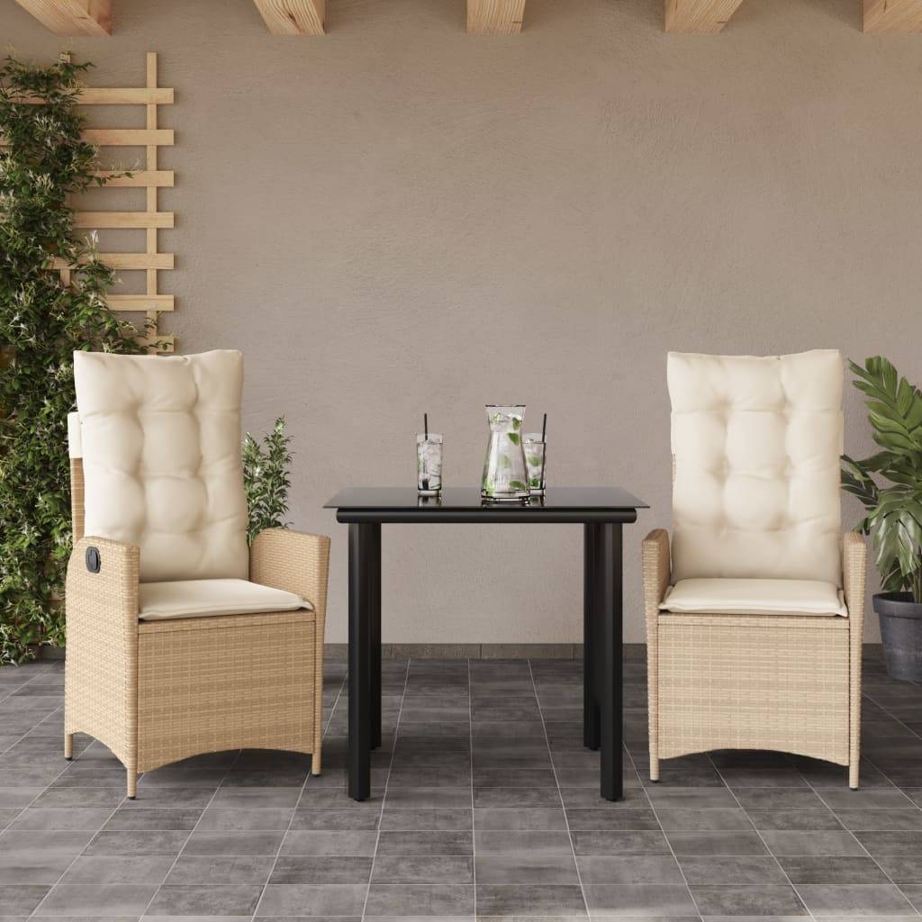 ComfortXL - Salon de jardin 2 personnes résine tressée chaises inclinables table beige – ComfortXL Outdoor Living - Image 1