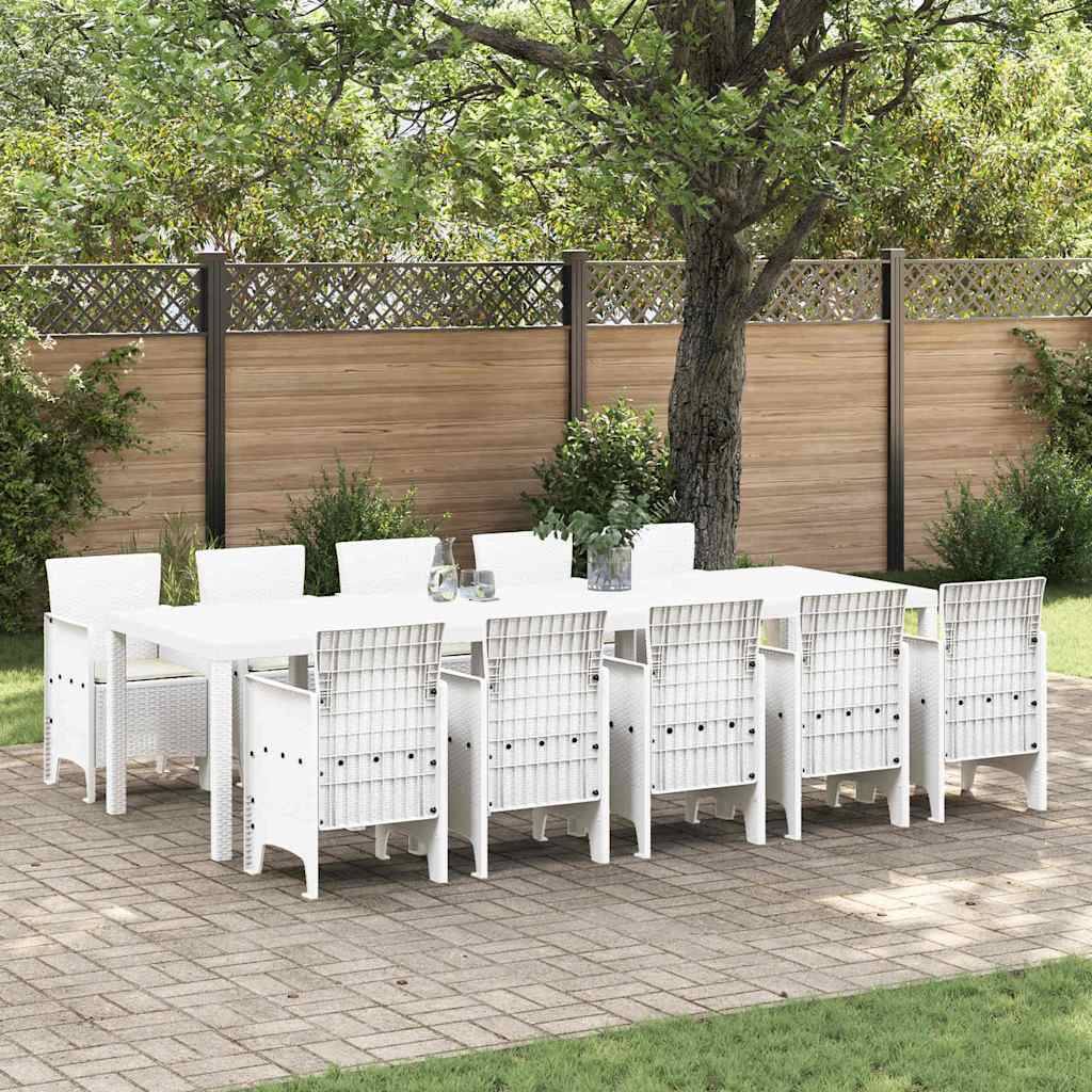 ComfortXL - Table et Chaises de Jardin 10 Places Rotin Synthétique Acier Ensemble Complet pour Cour et Patio Blanc – ComfortXL Outdoor Living - Image 1