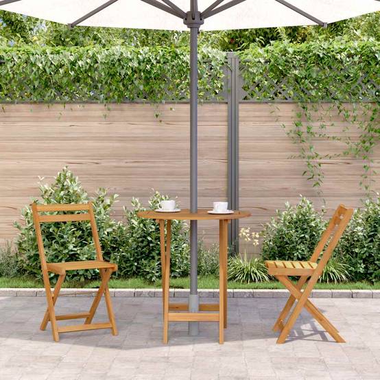 ComfortXL - Table de Jardin Ronde Pliante Ø70 cm en Bois d'Acacia Massif Naturel, Facile à Ranger – ComfortXL Outdoor Living - Image 3