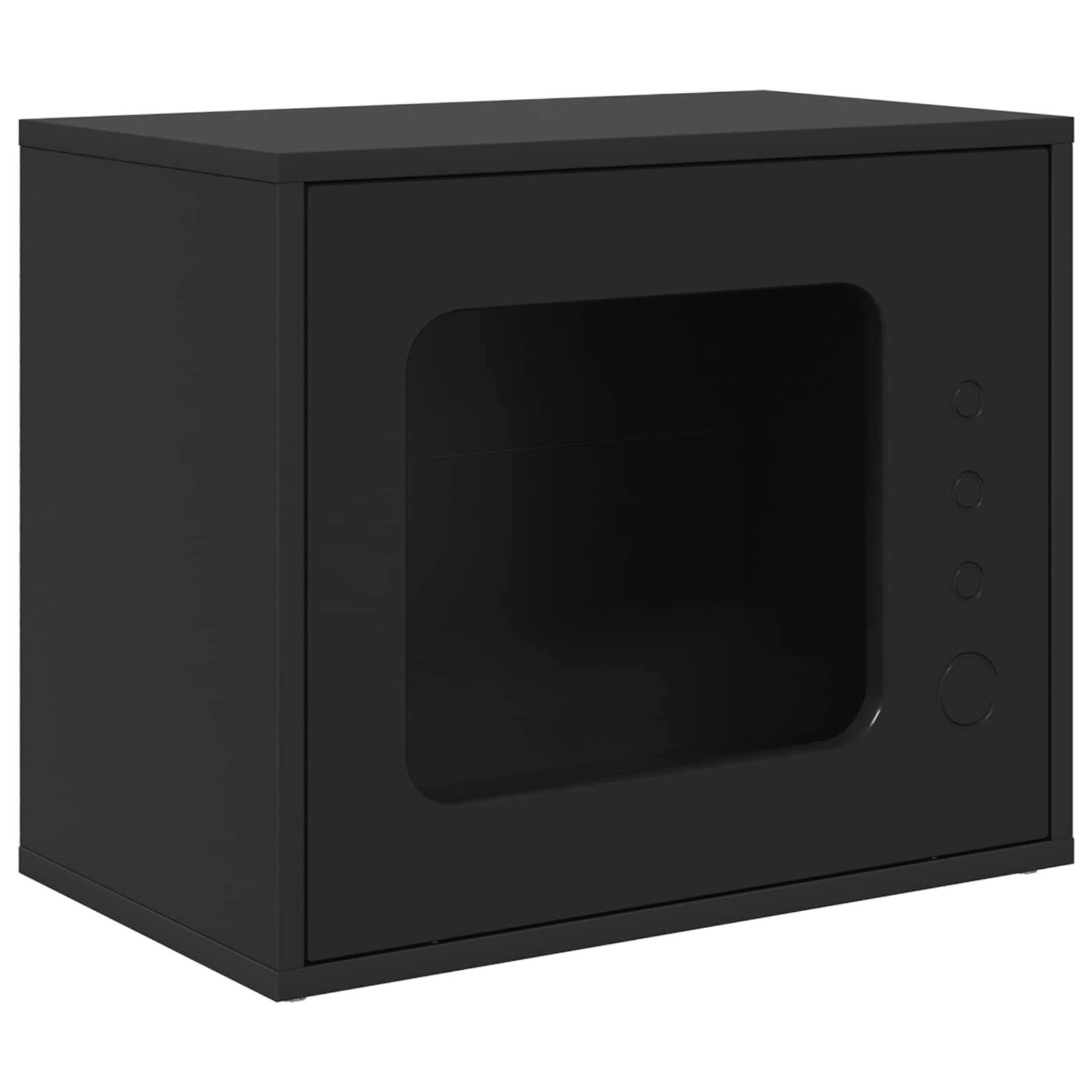 Maison pour chat bois d'ingénierie noir 51 x 30 x 42.5 cm - PANGIVO - Image 2