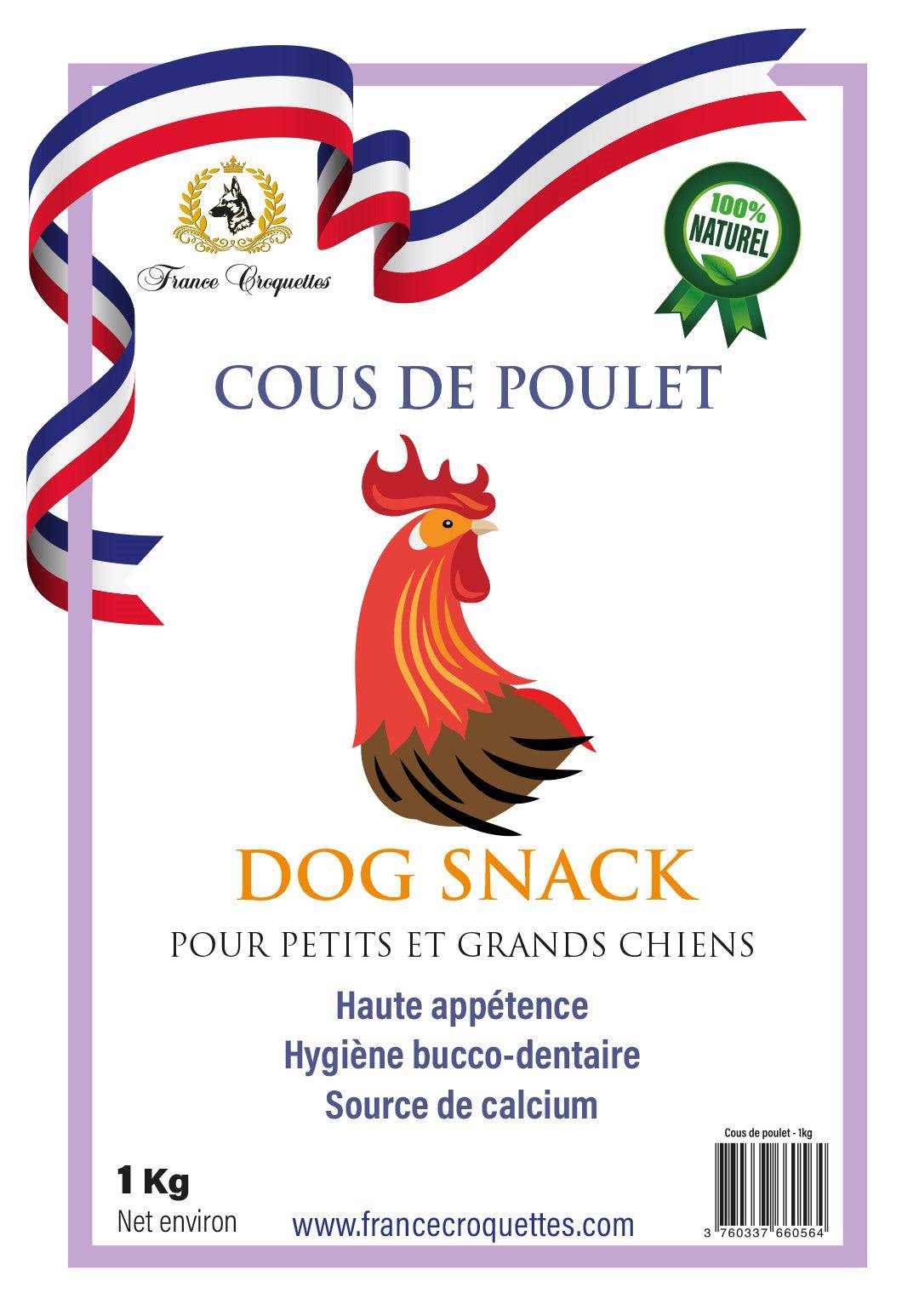 France Croquettes - France Croquettes Friandise pour chien Cous de poulet séchés - 5 kg - Image 1