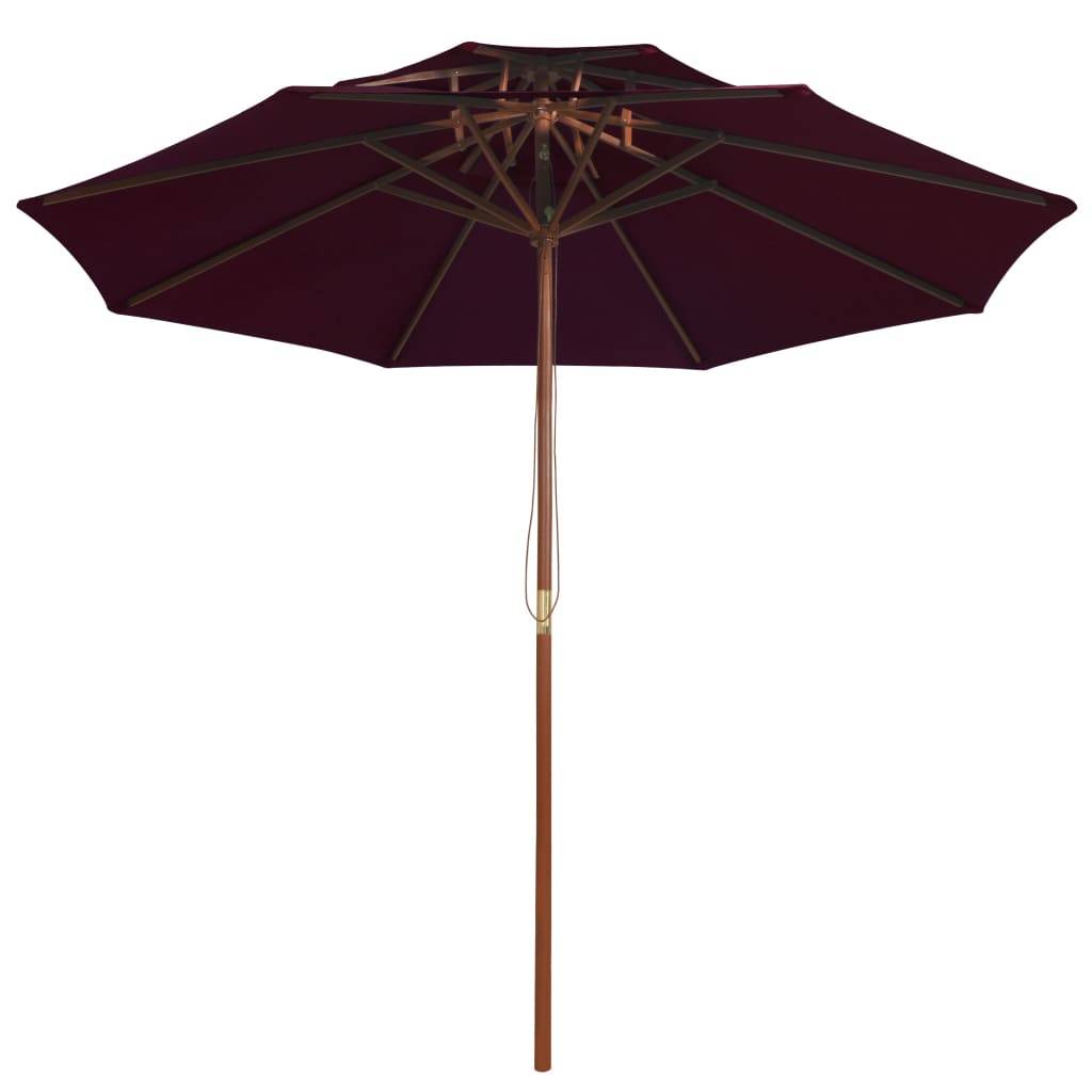 Parasol à double auvent bois rouge bordeaux 270 x 270 x 256 cm - PANGIVO - Image 2