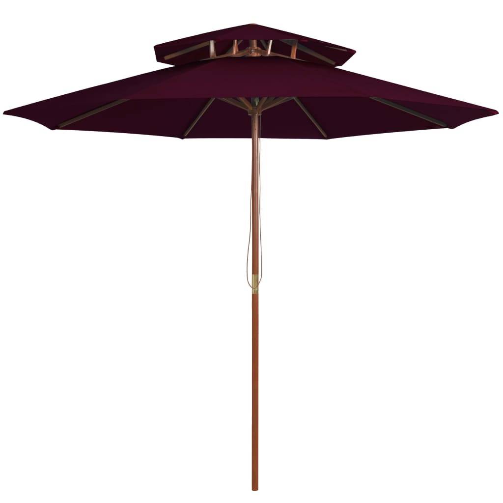 Parasol à double auvent bois rouge bordeaux 270 x 270 x 256 cm - PANGIVO - Image 1