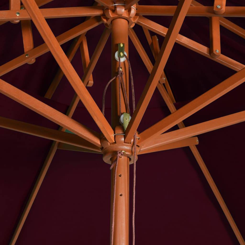 Parasol à double auvent bois rouge bordeaux 270 x 270 x 256 cm - PANGIVO - Image 5