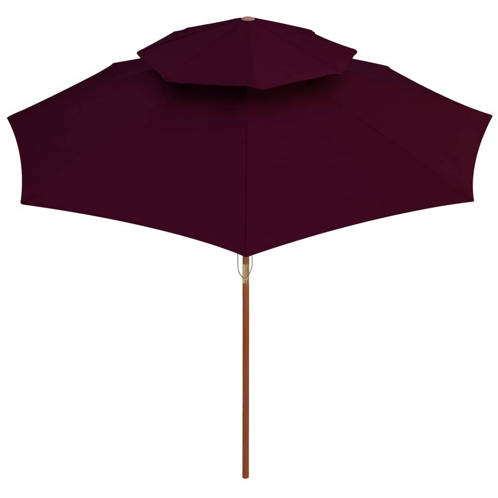 Parasol à double auvent bois rouge bordeaux 270 x 270 x 256 cm - PANGIVO - Image 3